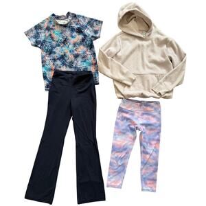 Athleta Girls Lot 4 Items Flare Leggings Hoodie Sweatshirt 12 Large Purple Navy